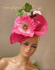 Royal Ascot Fascinator Kentucky Derby Hat Green Pink Flowers Butterflies Del Mar