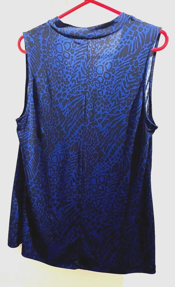Top túnica vintage Y2K Merona XL azul y negro con estampado de animales sin mangas holgado Foto 2 de 4