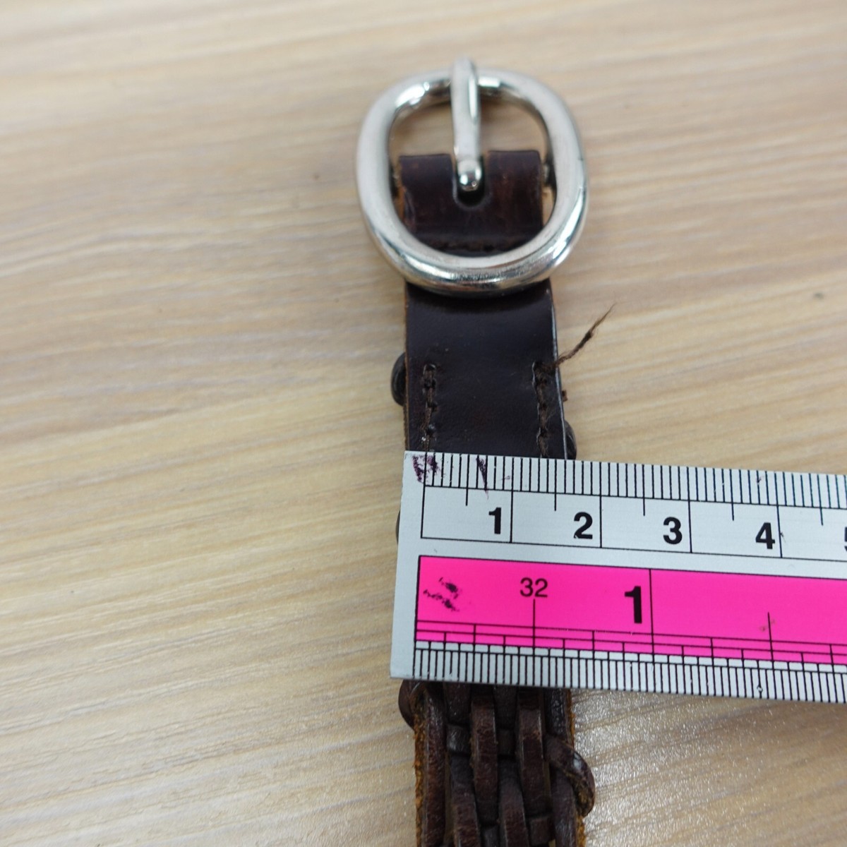 VINTAGE Braided Belt Womens Small Brown Leather Retro Boho 