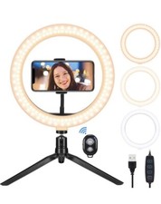10 Ring Light with Tripod Stand and Phone Holder, Selfie Ring Light USB LED