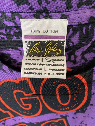 VTG Michael Jordan AOP Single Stitch Shirt MAGIC JOHNSON T’s Chicago Bulls - Picture 6 of 10
