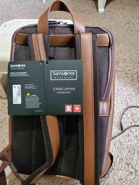 samsonite leather slim backpack