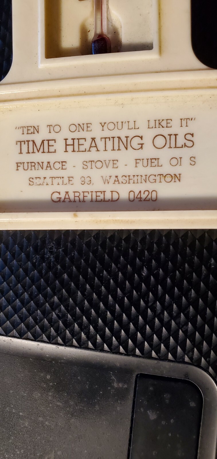 1950s? Plastic Figural Grandfather Advertising Clock Time Heating Oil