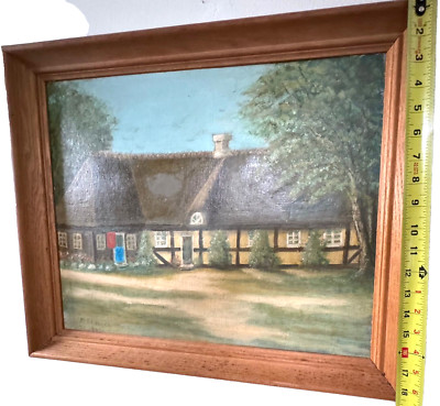 Denmark Landscape Painting BONDEBYEN ODENSE DANISH HOUSE 1962 ROBERT KROGH