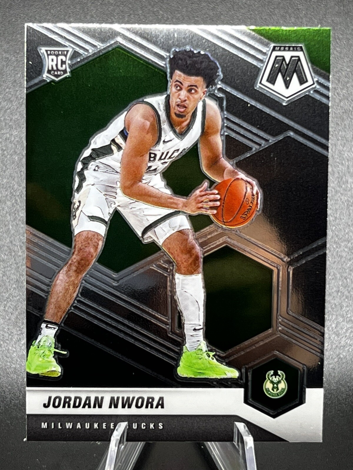 2020-21 Panini Mosaic Jordan Nwora RC #219 Base Rookie Card Milwaukee Bucks