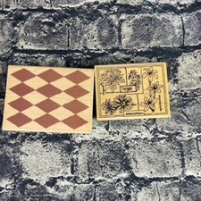 Stampabilities Floral Montage Collage Diamonds Wood Rubber Stamp