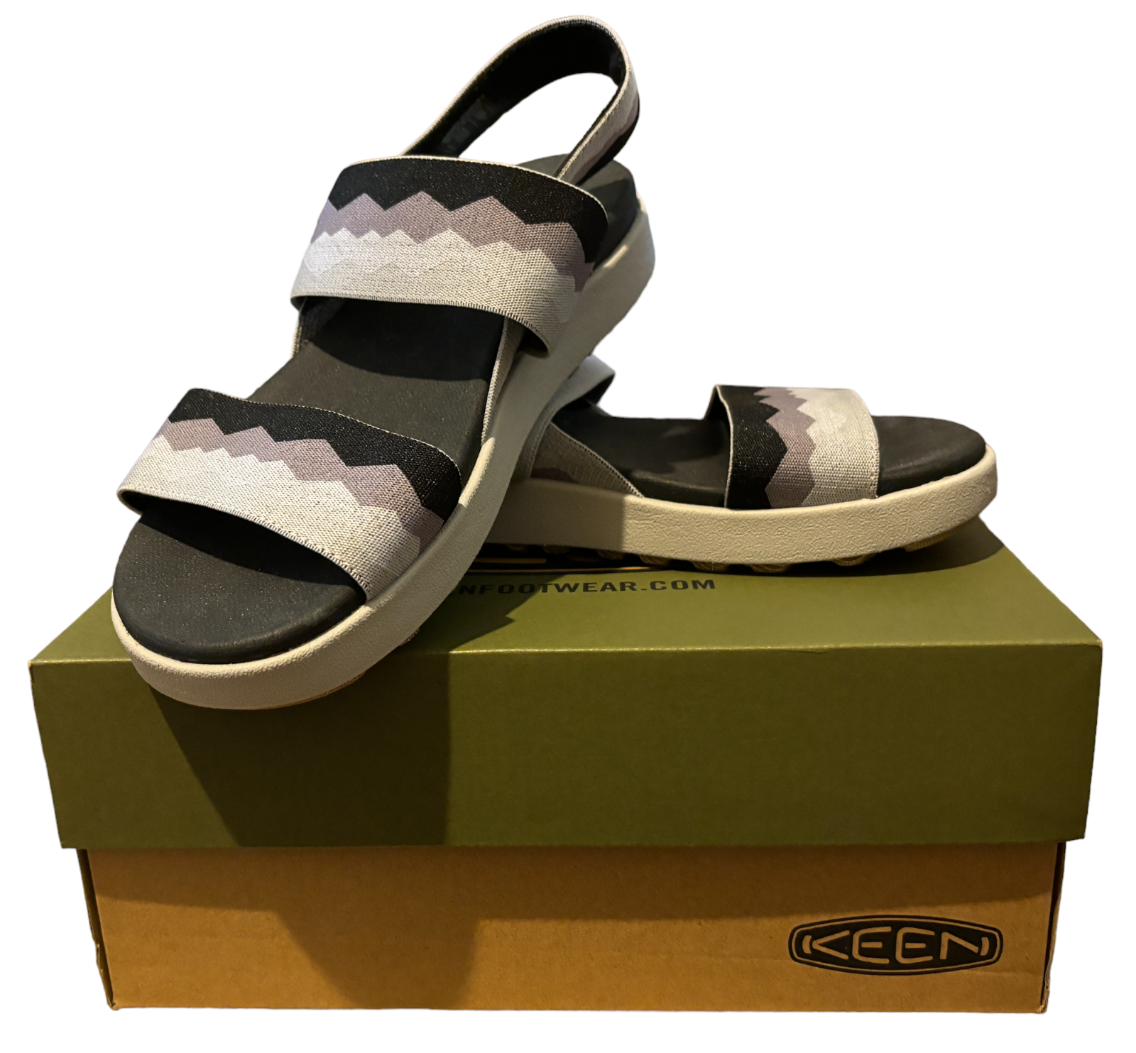 Sandali Keen da donna 6 M Elle cinturino posteriore plateau punta aperta cardo nero con scatola