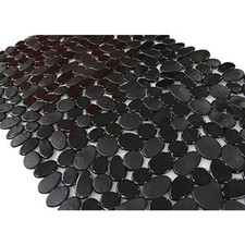 Non-Slip Pebble Bathtub Mat Black 16W x 35L Inches Safe Shower Mat Suction Cups