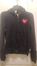 Victoria's Secret Pink Full Zip Up Hoodie Black, Vintage Y2K, Size Large