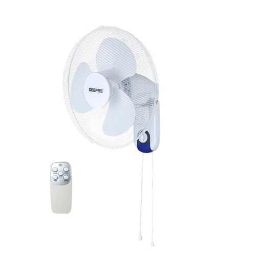GEEPAS Wall Fan 16 Inch Wall Mounted Fan 3 Speed 7.5 hr Timer Cooling Fan Remote