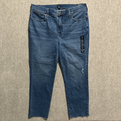 J.CREW Women's Blue Essential Straight Distressed Denim Jeans 34 (38x27) NWT