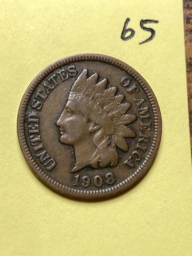 1908-S INDIAN CENT, "Fine" condition coin, #65