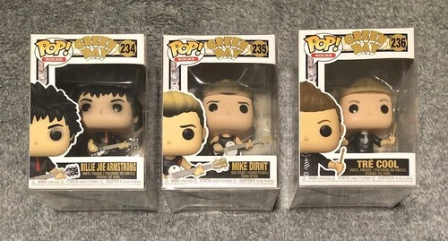 Complete set of Green Day Funko Pop! Rocks Figures Billy #234 Mike #235 Trè #236