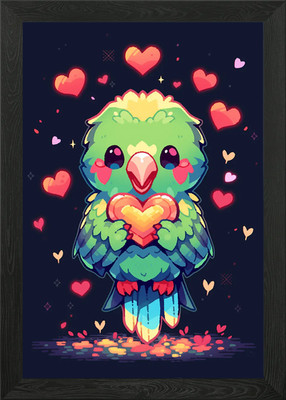 Pixel Kardinal Vogel Liebe Gerahmtes Wandbild Poster Leinwanddruck Bild