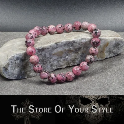 Perlenarmband Rhodonit Rosa Naturstein Steinperlen Boho Casual Armband - Bild 1 von 2