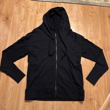 Fabletics Sz M Black Hooded Sweatshirt Full Zip Jacket Waist Drawstring Women's