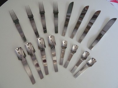 16-teiliges schweres Edelstahl Besteckset Vintage Carrol Boyes 4 Gedecke