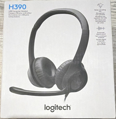 Logitech H390 USB Wired Headset Black Noise Cancellation Stereo Microphone