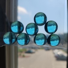18 Vintage Clear Blue Glass Marbles with Bubbles
