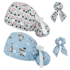 2 Pack Scrub Caps Nurse Surgical Hat with Buttons