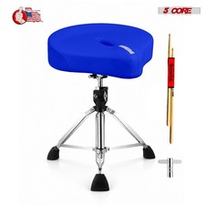 5 Core Drum Throne Padded 4" Ergonomic Drummer Stool Swivel Adjustable Blue