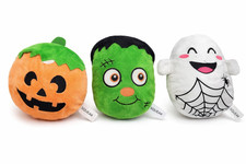 Halloween Dog Toys Plush Squeaky Ghost Monster Pumpkin Medium 3 Pack