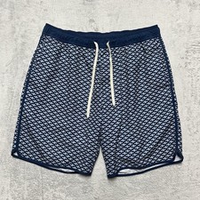 Fair Harbor Swim Trunks Mens XL 8  Lined Blue Geometric Board Shorts Surf Beach