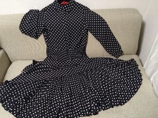 Carolina Herrera Dress Size 4 Long Sleeve Bow Tie Dot Print 105 cm Length JPN