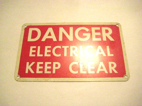 Vintage Tin Signs 3" X 5" DANGER ELECTRICAL KEEP CLEAR Industrial Signage ☆USA
