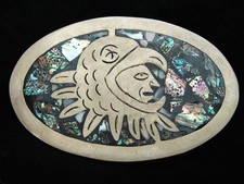 OF15166 VINTAGE 1970s INDIAN FACE SOUTHWESTERN DESIGN ART BELT BUCKLE
