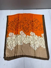 Jinayin Orange Brown Print Rectangle Scarf Womens One Size NEW
