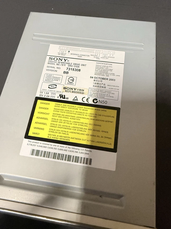Sony DRU-510A DVD CD Regrabable PC Duro Foto 2 de 3