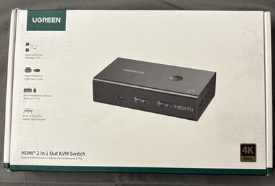 UGREEN KVM Switch Box HDMI 2 Computers 1 Monitor 4 USB Ports 4K 60Hz Controller