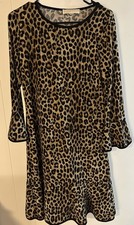 Michael Kors Women's Animal Print Flounce Dress Brown, Size Small