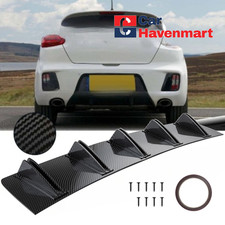 Carbon Fiber Rear Lip Bumper Diffuser 5 Shark Fins For Kia Rio Sedan Hatchback