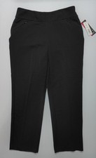 Investments Women's Black The Park Ave Fit Straight Leg Pull On Pants Size 12S