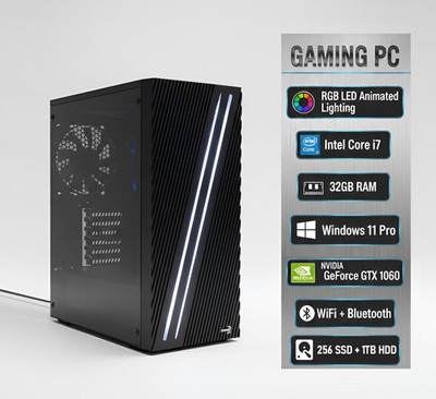 Gaming-PC i7-6700/ 32GB RAM/ 256 SSD + 1TB/ GTX 1060 6GB VRAM/WIFI + Bluetooth