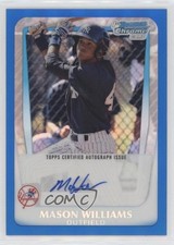 2011 Bowman Chrome Prospects Blue Refractor /150 Mason Williams #BCP85 Auto r1i