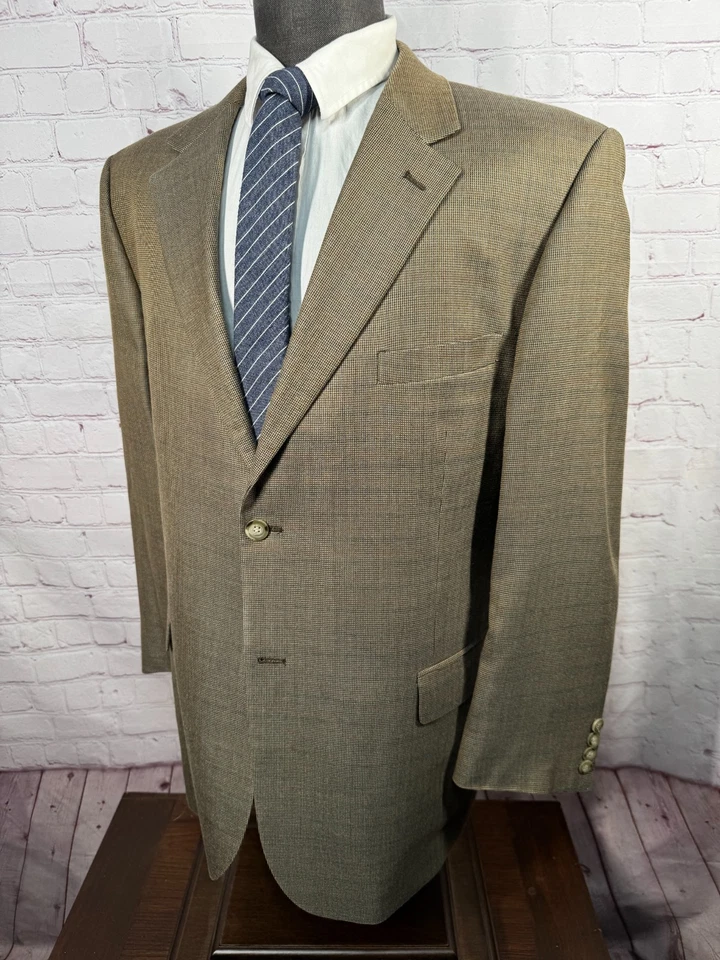 ANDREW FEZZA Hombres Marrón Cuadros Gráficos LANA DE SEDA ABRIGO DEPORTIVO BLAZER CHAQUETA 46R Foto 2 de 4