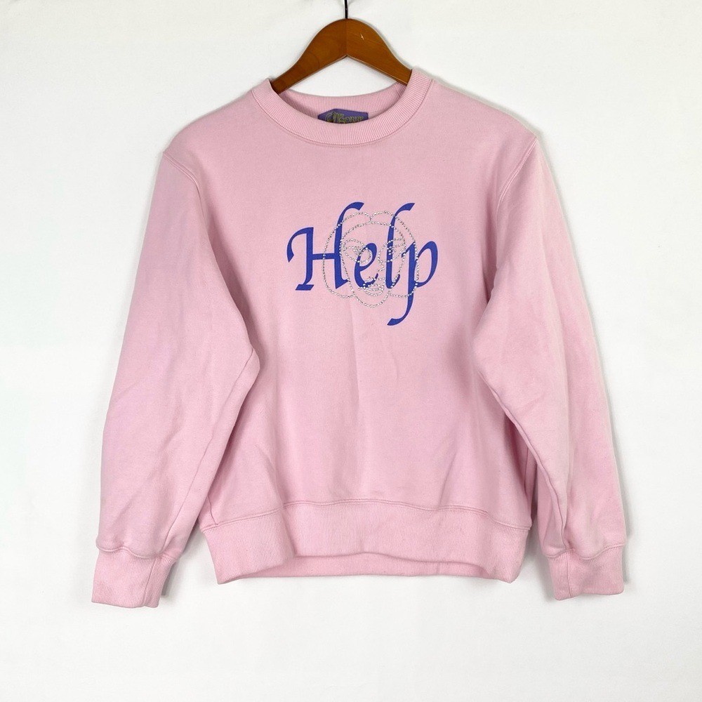 Petra Collin's Ssense Exclusive Pink Help Sweatshirt Cotton Blend Fleece