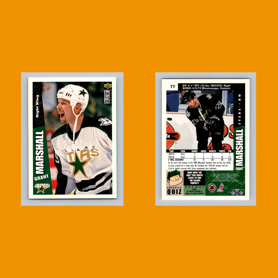 Grant Marshall #77 1996-97 Collectors Choice Dallas Stars Hockey Card NHL - Image 3 of 3