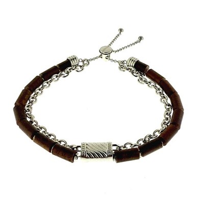 Holzkern Armband Edelstahl Supersonic_Walnuss-Silber