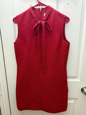 Valentino Red Sleeveless High Neck Bow Accent A-Line Short Dress IT 42
