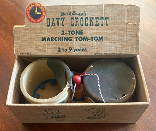 Disney DAVY CROCKETT Tom-Tom Drums ORIGINAL BOX