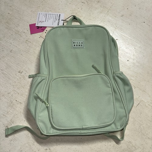 Billabong Brand Stash It Laptop Backpack Mist Green Canvas New School Bag Back