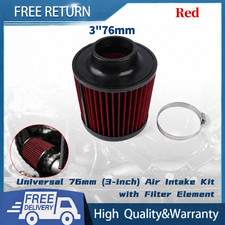 New 1x 3-inch Cold Air Intake Filter 76mm High Performance Clamp-on Engine Red