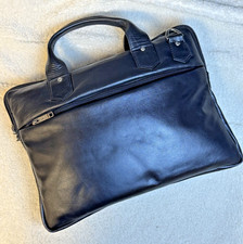 Black Genuine Leather Laptop Briefcase Messenger Bag Business Work