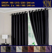 BLOCKOUT BLACKOUT 3 Layers Pure Fabric Thermal Insulated Eyelet Curtains Pair