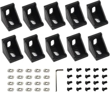 Zeberoxyz 10PCS 3030 Corner Bracket Black Right Angle with M6 Screws 