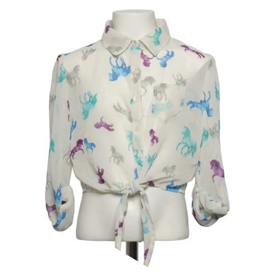 Belle du Jour, Bluse, Größe: 134, Weiß/Blau/Lila/Mehrfarbig, Sonstiges #yvA